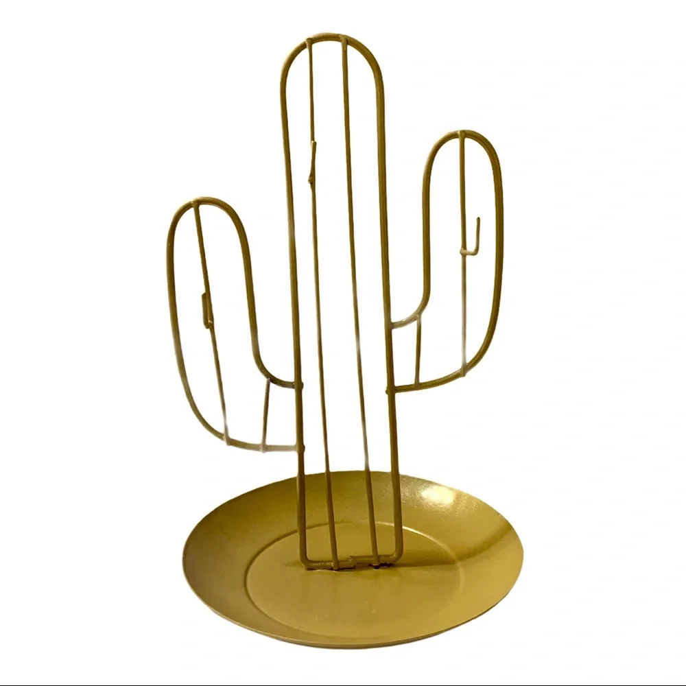 Gold Metal Cactus Jewelry & Trinket Holder NWT